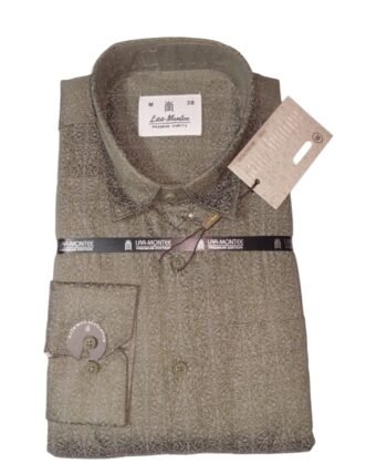 LAA-MONTEE Men's Olive Green Printed Premium Shirt